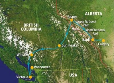 Map showing the Tour regions